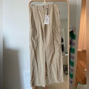 Zara cargo pants tan size 0 NWT